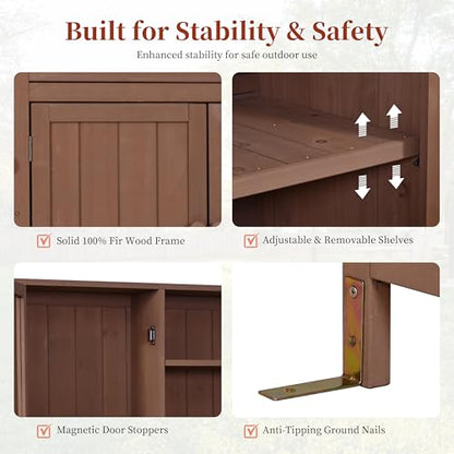 Potting Bench with Hutch, 65" H Solid Fir Wood Garden Workstation, Large Countertop, Patio Kitchen Island with Adjustable Shelves, Spice Rack, Side Hook and Drawer, Brown - size: Brown+1 Drawer