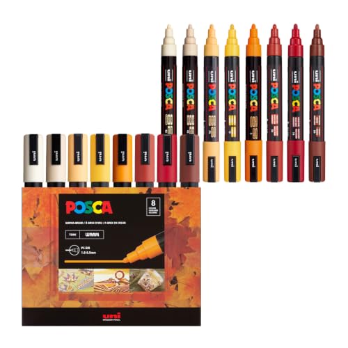 POSCA® PC-5M Water-Based Acrylic Paint Markers, Medium Tip, 8 Count - color: Warm