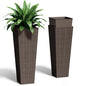 Greesum 23 Inch Tall Plastic Planters with Rattan Texture – Set of 2, Brown - color: Brown, size: 24" without Tray