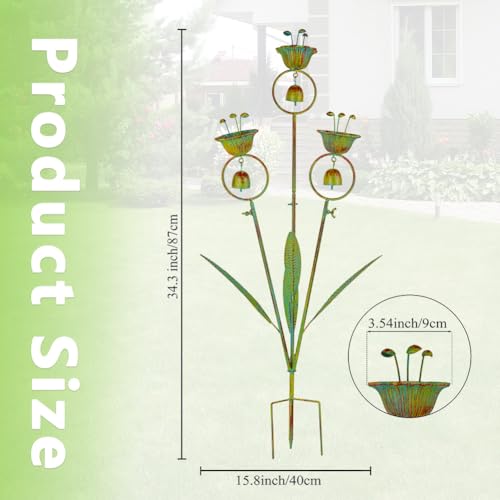 Calla Lily Decorative Garden Stake with Bells - color: Yellow