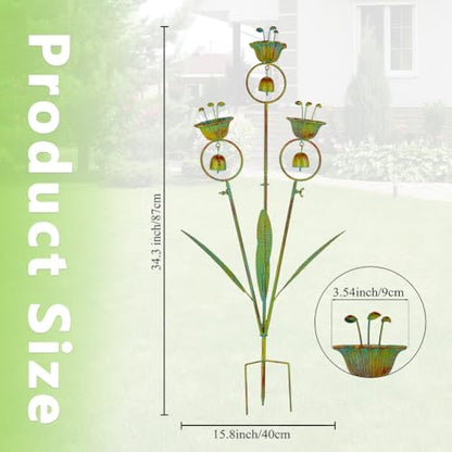 Calla Lily Decorative Garden Stake with Bells - color: Yellow