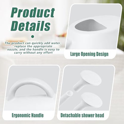 Indoor and Outdoor Watering Can - Long Spout -1/2 Gallon (64oz) - White - color: White