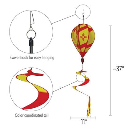 In the Breeze New Mexico Hot Air Balloon Wind Spinner,11" W x 17" H, 30" Tail - color: New Mexico