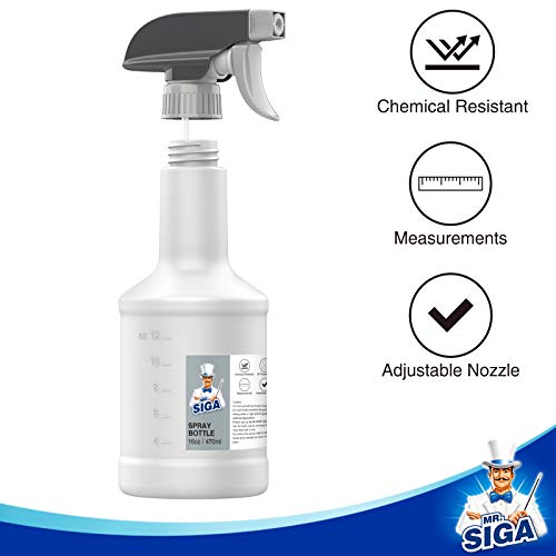 MR.SIGA 16 oz Empty Plastic Spray Bottles for Cleaning Solutions, 3 Pack - size: 470ml, 3 Pack