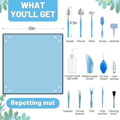 ANPHSIN 20pcs Small Gardening Tools Gifts for Women Beginners, Blue - color: Blue