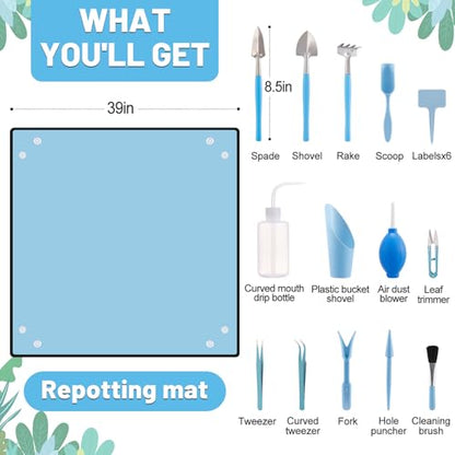 ANPHSIN 20pcs Small Gardening Tools Gifts for Women Beginners, Blue - color: Blue