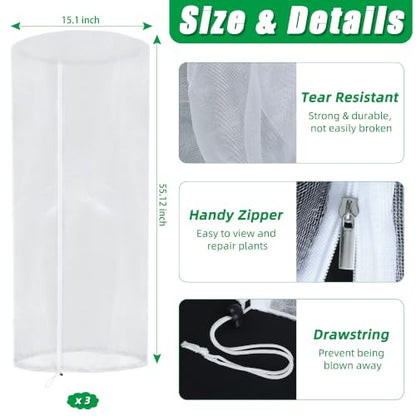 Garden Netting for Tomato Plants, Round Tomato Cage Plant Cover with Zipper