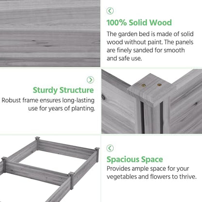 Yaheetech Wooden Raised Garden Bed Outdoor Planter Box, Gray - color: Gray, size: 8ft x 4ft