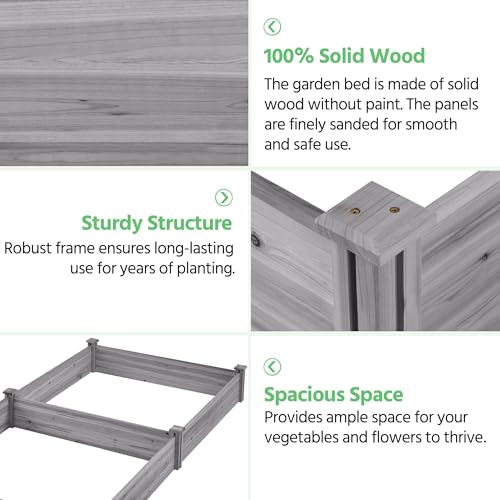 Yaheetech Wooden Raised Garden Bed Outdoor Planter Box, Gray - color: Gray, size: 8ft x 4ft