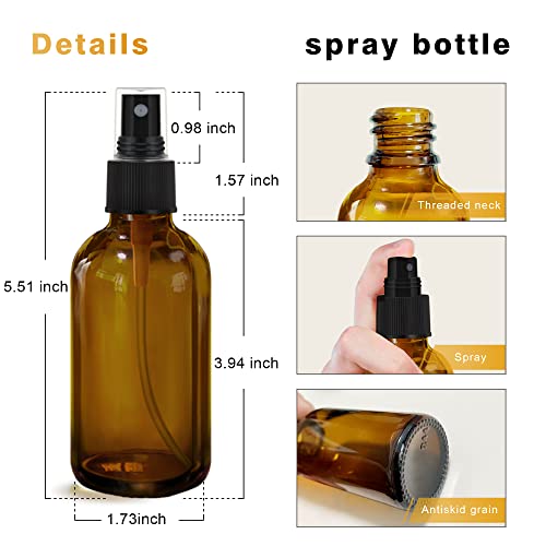 GIVAMEIHF Amber Glass Spray Bottles 4 oz, Small,Leakproof,Refillable,4 Pack - color: 4oz-4 Pcs
