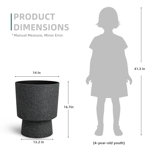 16.8" Pedestal Planters for Outdoor Plants, Large Urn Flower pots S/2 - color: 16.8"h-gray Terrazzo