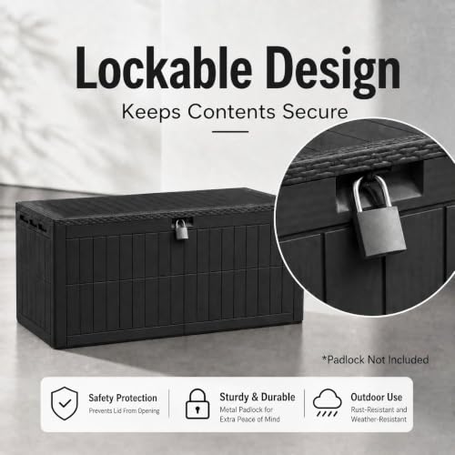 220 Gallon Large Outdoor Storage Box, Waterproof Patio Cushion Deck Box - size: 220 Gallon