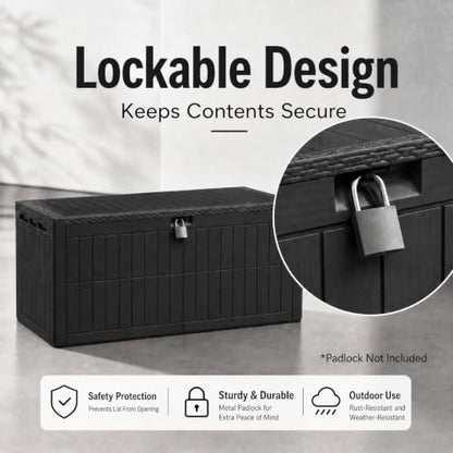 220 Gallon Large Outdoor Storage Box, Waterproof Patio Cushion Deck Box - size: 220 Gallon