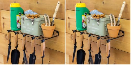 StoreYourBoard Gardening Hand Tools Organizer, Wall Mount Storage Shelf for Garden Scissors, Hand Pruners, Plant Shears, Tree Cutter, Gardening Shears, and Garden Supplies, Holds 40 lbs (Pack of 2) - size: 9 x 17.5 x 1.75 inches (Pack of 2)
