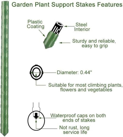 6Ft 72inch Garden Stakes Sturdy Plant Sticks Support Tomato Stakes for Vegetable,Pack of 20 - size: 6Ft-20 Pcs
