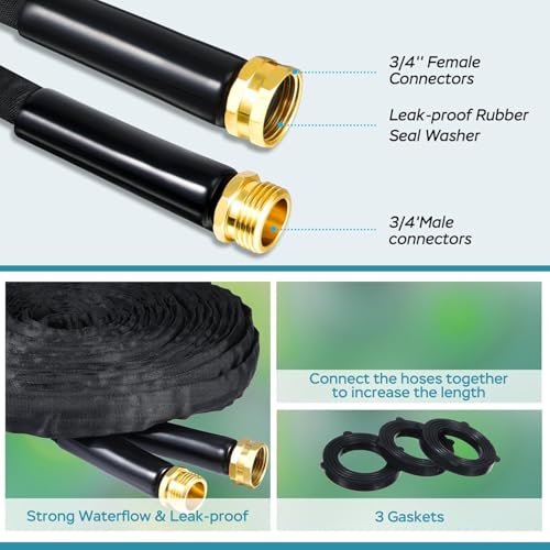 Garden Hose 50ft, Ultra-Light Flexible Water Hose, Burst-Resistant, Kink-Free, High-Pressure Waterhose, All-Weather Use for Lawns, Gardens, and Outdoor Cleaning Garden Hoses (50ft) - size: 50ft