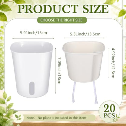 Ziliny 20 Pcs 5.91 Inch Self Watering Planters with Water Indicator - size: 5.91 Inch
