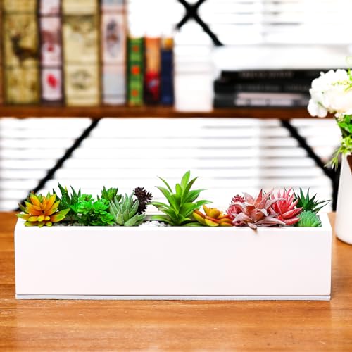 FillTouch 16.1 x 3.2 x 3.5 Inch 1 Pcs Long Rectangular Planter Box,White - color: White, size: 16.1 x 3.2 x 3.5 Inch