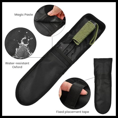 9‑in‑1 Mini Camping Shovel, Ultralight Backpacking Trowel Multitool - color: black