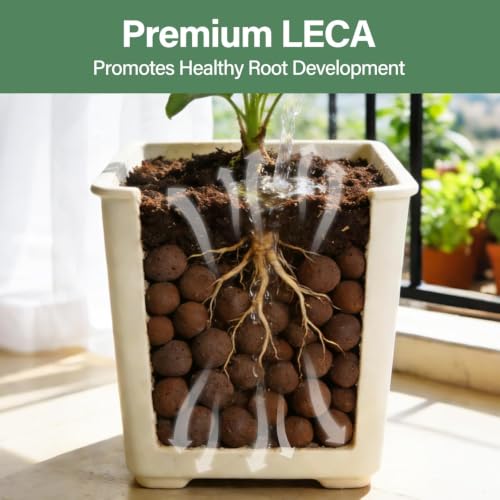 Halatool 2LB Leca Clay Pebbles for Plants, 4-16mm Hydro Balls for Drainage - size: 2LB