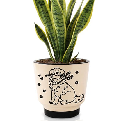 STHIE Ceramic Planters with Drainage Holes, 5 Inch Pots for Indoor Plants - color: Tr-goldflower04