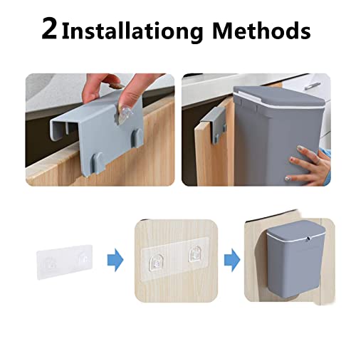 TOPROAD Kitchen Hanging Trash Can, 2.4 Gallon Wall Mount Bin with Lid