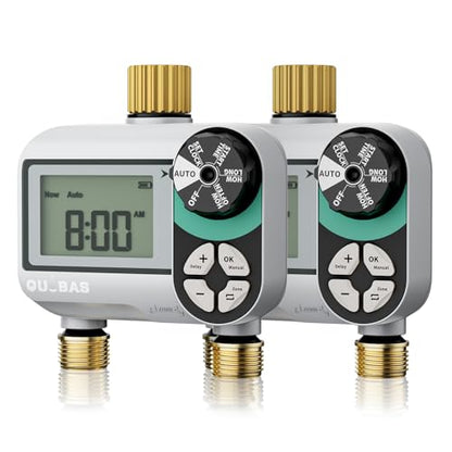 QUOBAS Brass Sprinkler Timer, 2 Pack Water Hose Timer for Garden Hose - size: Interval Program 2 Zone