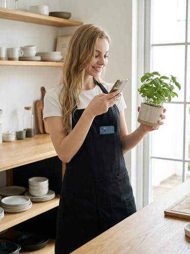 Molaxhome Split Pottery Apron with 3 Pockets Unisex with Adjustable Strap - color: Black