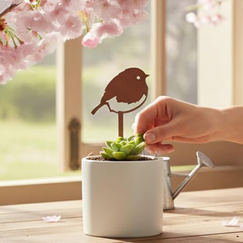 Chickadee Metal Garden Plant Stake for Flower Pots