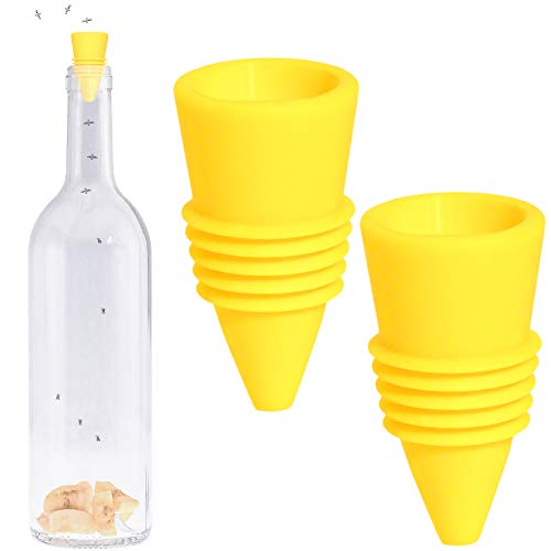 Fruit Fly Bottle Top Trap – Reusable Non-Toxic Indoor/Outdoor Catcher (Yellow, 2 pcs)