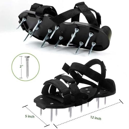 Lawn Aerator Shoes Pre‑Assembled with Secure Dual Instep Straps for Lawn - color: Black