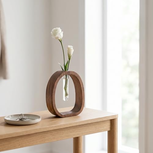 Wooden Frame Glass Test Tube Vase,Hydroponic Propagation Station