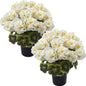 lovemoon 2 Pcs Geranium Potted Artificial Flowers, White, 19" - color: White