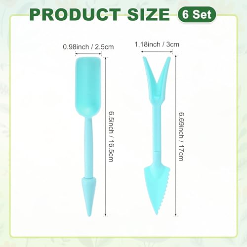 M METERXITY 3-Set Mini Gardening Tools, Plastic 2-in-1 Portable Garden Shovel Hand Tools Set Digging Scoops Kits for Plant/Seedlings/Transplanting/Succulent/Bonsai [Blue] - color: Blue