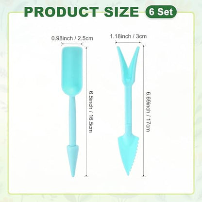 M METERXITY 3-Set Mini Gardening Tools, Plastic 2-in-1 Portable Garden Shovel Hand Tools Set Digging Scoops Kits for Plant/Seedlings/Transplanting/Succulent/Bonsai [Blue] - color: Blue