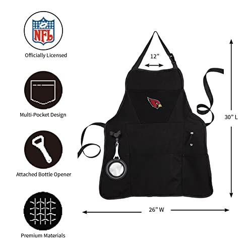 Team Sports America NFL Ultimate Grilling Apron with Bottle Opener and Insulated Beverage Holder, Adjustable Straps Men Women - color: Arizona Cardinals
