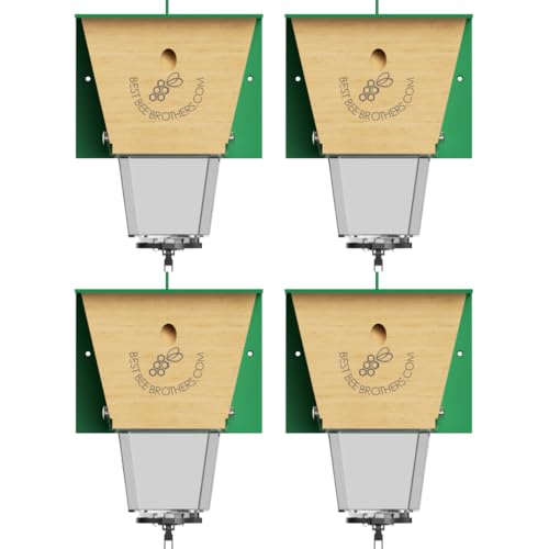 Ultimate Pro Outdoor Carpenter Bee Trap by Best Bee Brothers, Green 4-Pack - color: Green, size: 4 Pack