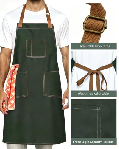 Unisex Heavy Duty Chef Apron w/Adjustable Strap & Large Pockets - color: Light Green
