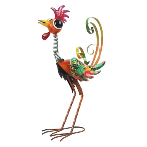 24'' Wacky Rooster Garden Statue for Outside, Patio, Backyard, Lawn - color: Red-rooster
