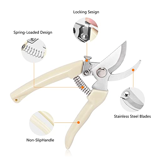 20 Pcs Garden Scissors for Plant, Tip Pruning Shears for Cutting Flowers, Trimming Plants, Bonsai and Fruits Picking (Bypass Blade Pruner) - style: 20 Pcs-White