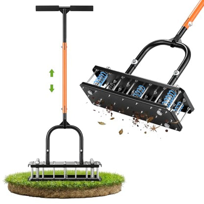 Manual Lawn Aerator, All Metal 21 Tines, Self-Clean - size: S