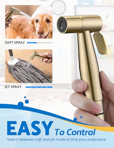 BRITULIF Bidet Sprayer for Toilet, Adjustable Pressure, Gold - color: Gold, size: 1 SET - Cold