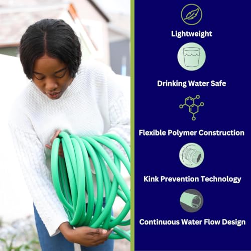 Flexon Featherlite 5/8" x 50-Foot Ultra Flexible Drinking Water Safe Garden Hose – Heavy Duty, Kink-Resistant, Lightweight, Durable, Ideal for Lawn, Garden, and Outdoor Use - size: 50 FT