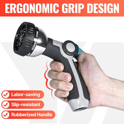 YAMATIC Heavy Duty Garden Hose Nozzle, 8 Adjustable Spray Patterns, 1PCS - style: Thumb Control-8 Spray Patterns