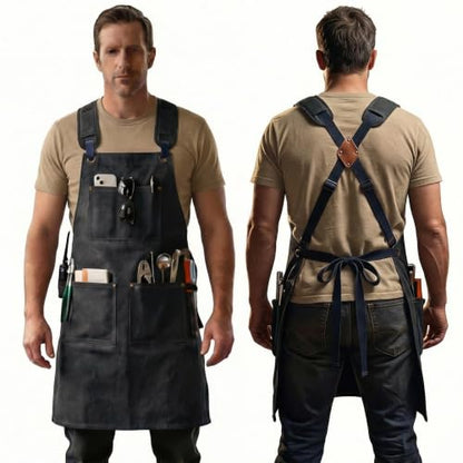 Woodworking Apron Men Cross Back Adjustable Tool Work Garden M-L