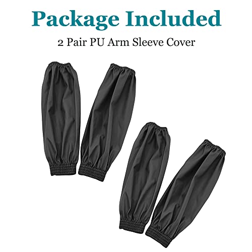 Yzurbu Arm Sleeves Covers, PU Oversleeves Protector for Arm with Elastic Cuffs, Waterproof, Oilproof, Acid Resistant - color: Black - 2 Pairs