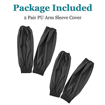 Yzurbu Arm Sleeves Covers, PU Oversleeves Protector for Arm with Elastic Cuffs, Waterproof, Oilproof, Acid Resistant - color: Black - 2 Pairs