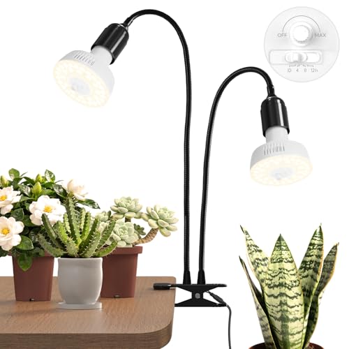 Barrina OG11A2 Clip On Grow Light for Indoor Plants, 4000K 22W(2 x 11W) - color: 4000k-white Cover, size: 2 Head 1 Pack