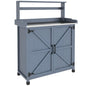 Outsunny Potting Bench, Outdoor Wooden Potting Table w/ 2 Shelves, Gray