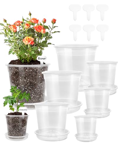 6 Pack Nursery Pots with Drainage, Multiple Sizes for Plants - size: 6 Pack - 9.5/8/7.5/6.7/5/4.5 Inch